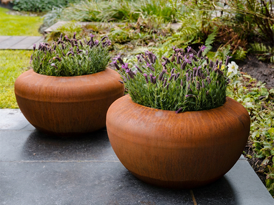 Acier Corten Maroc – Jardinières rondes sur mesure